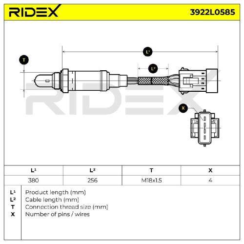 RIDEX 3922L0585 Lambdasonde Oxygen O2 Sensor Beheizt passend für PEUGEOT 16287S Bild RIDEX 3922L0585 Lambdasonde Oxygen O2 Sensor Beheizt passend für PEUGEOT 16287S