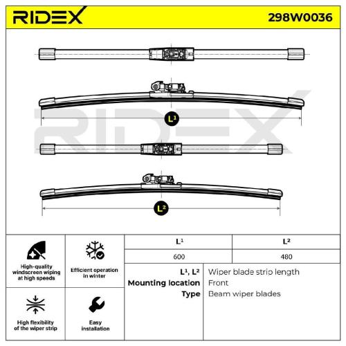 2x RIDEX Scheibenwischer Satz Wischerblätter Satz mit Spoiler Vorne Länge 1: für Bild 2x RIDEX Scheibenwischer Satz Wischerblätter Satz mit Spoiler Vorne Länge 1: für