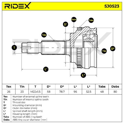 RIDEX 5J0523 Gelenksatz Antriebswelle Achswelle Vorne radseitig für TOYOTA Bild RIDEX 5J0523 Gelenksatz Antriebswelle Achswelle Vorne radseitig für TOYOTA