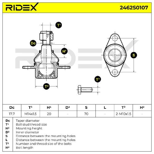 RIDEX 2462S0107 Traggelenk Führungsgelenk Vorne für BMW 3 Touring (E91) X1 X5 Bild RIDEX 2462S0107 Traggelenk Führungsgelenk Vorne für BMW 3 Touring (E91) X1 X5