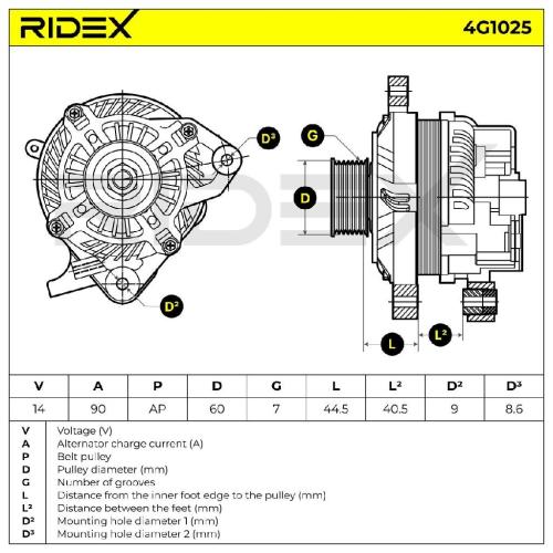 RIDEX 4G1025 Lichtmaschine 90A 12V Drehrichtung im Uhrzeigersinn mit für HONDA Bild RIDEX 4G1025 Lichtmaschine 90A 12V Drehrichtung im Uhrzeigersinn mit für HONDA