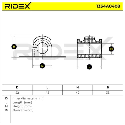 RIDEX 1334A0408 Stabilisatorlager Gummilager Lagerung Vorne für FORD Bild RIDEX 1334A0408 Stabilisatorlager Gummilager Lagerung Vorne für FORD