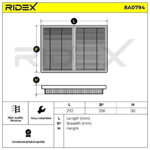 RIDEX 8A0794 Motor Luftfilter Filtereinsatz für VW Golf 5II Schrägheck T-Roc Bild RIDEX 8A0794 Motor Luftfilter Filtereinsatz für VW Golf 5II Schrägheck T-Roc