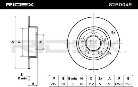 RIDEX 82B0049 2x Bremsscheiben Hinten Ø244,7mm voll für VW PASSAT Variant Bild RIDEX 82B0049 2x Bremsscheiben Hinten Ø244,7mm voll für VW PASSAT Variant