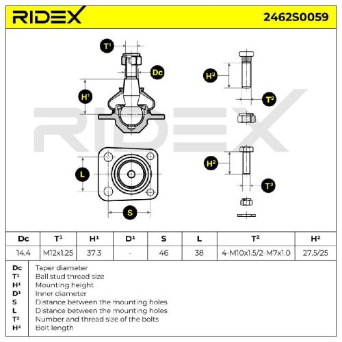 RIDEX 2462S0059 Traggelenk Führungsgelenk Vorne für RENAULT Espace 1V (JK0/1) Bild RIDEX 2462S0059 Traggelenk Führungsgelenk Vorne für RENAULT Espace 1V (JK0/1)