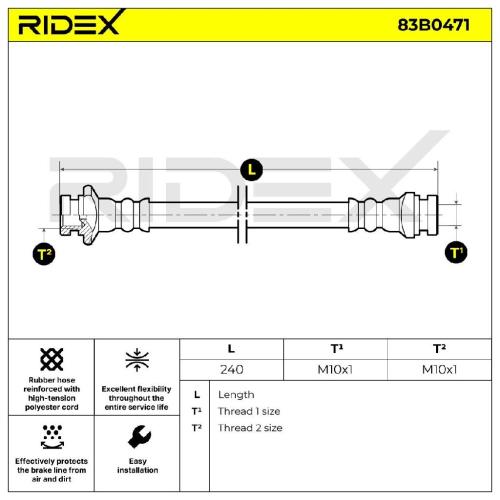 RIDEX Bremsschlauch 83B0471 HINTEN BREMSSCHLÄUCHE Länge: 222mm für OPEL AGILA Bild RIDEX Bremsschlauch 83B0471 HINTEN BREMSSCHLÄUCHE Länge: 222mm für OPEL AGILA