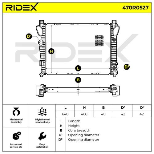 RIDEX 470R0527 Motorkühler / Wasserkühler passend für MERCEDES-BENZ Bild RIDEX 470R0527 Motorkühler / Wasserkühler passend für MERCEDES-BENZ