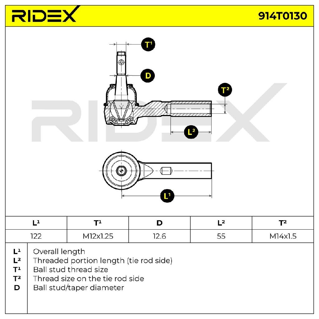 RIDEX Spurstangenkopf Vorderachse Traggelenk 914T0130 für FIAT Freemont (345)