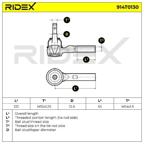 RIDEX Spurstangenkopf Vorderachse Traggelenk 914T0130 für FIAT Freemont (345) Bild RIDEX Spurstangenkopf Vorderachse Traggelenk 914T0130 für FIAT Freemont (345)
