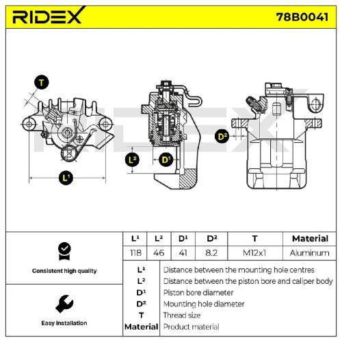 RIDEX 78B0041 Bremssattel Bremszange Hinten rechts für VW Golf 1V Schrägheck Bild RIDEX 78B0041 Bremssattel Bremszange Hinten rechts für VW Golf 1V Schrägheck
