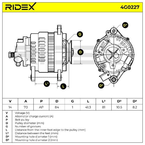 RIDEX 4G0227 Lichtmaschine 70A 14V Drehrichtung im Uhrzeigersinn mit für NISSAN Bild RIDEX 4G0227 Lichtmaschine 70A 14V Drehrichtung im Uhrzeigersinn mit für NISSAN