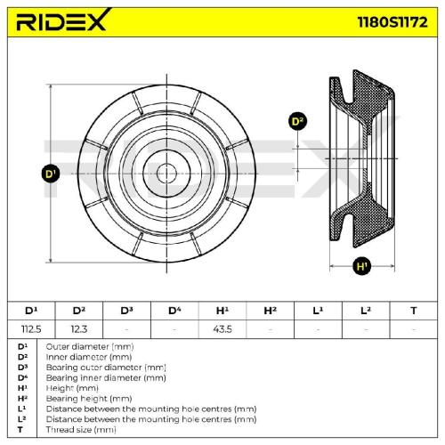 RIDEX 1180S1172 Federbeinstützlager Stück für OPEL ZAFIRA B (A05) 90538936 Bild RIDEX 1180S1172 Federbeinstützlager Stück für OPEL ZAFIRA B (A05) 90538936