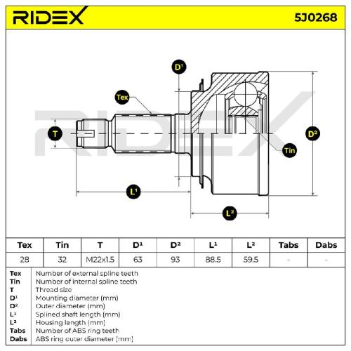 RIDEX 5J0268 Gelenksatz Antriebswelle Achswelle Vorne radseitig für HONDA Bild RIDEX 5J0268 Gelenksatz Antriebswelle Achswelle Vorne radseitig für HONDA