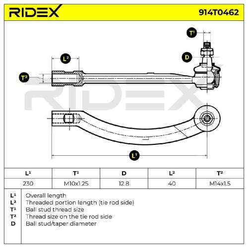RIDEX Spurstangenkopf Vorderachse links Traggelenk M14x1.5 914T0462 mit für MINI Bild RIDEX Spurstangenkopf Vorderachse links Traggelenk M14x1.5 914T0462 mit für MINI