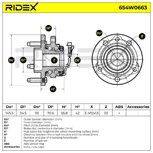 RIDEX 654W0663 Radlagersatz pro 1 Rad Vorne für OPEL Sintra (APV) 7470567 Bild RIDEX 654W0663 Radlagersatz pro 1 Rad Vorne für OPEL Sintra (APV) 7470567