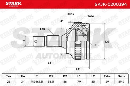 STARK SKJK-0200394 Gelenksatz Antriebswelle Achswelle Vorne radseitig 3272A5 Bild STARK SKJK-0200394 Gelenksatz Antriebswelle Achswelle Vorne radseitig 3272A5