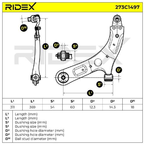 RIDEX 273C1497 Lenker Radaufhängung Querlenker Front links für HYUNDAI i30 (GD) Bild RIDEX 273C1497 Lenker Radaufhängung Querlenker Front links für HYUNDAI i30 (GD)