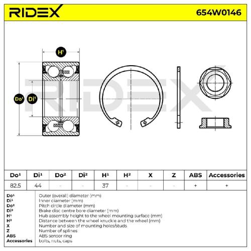 RIDEX 654W0146 Radlagersatz pro 1 Rad Vorne beidseitig passend für PEUGEOT Bild RIDEX 654W0146 Radlagersatz pro 1 Rad Vorne beidseitig passend für PEUGEOT