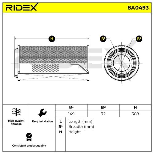RIDEX 8A0493 Motor Luftfilter Umluftfilter passend für MERCEDES-BENZ T1 Kasten Bild RIDEX 8A0493 Motor Luftfilter Umluftfilter passend für MERCEDES-BENZ T1 Kasten