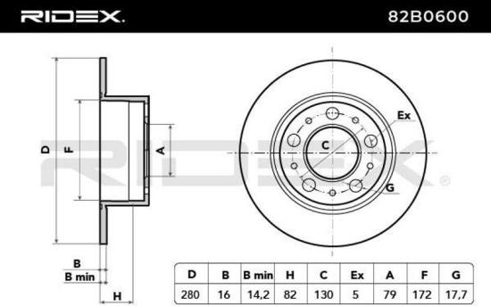 RIDEX 82B0600 2x Bremsscheiben Hinten Ø279,9mm voll für FIAT 51740245 Bild RIDEX 82B0600 2x Bremsscheiben Hinten Ø279,9mm voll für FIAT 51740245