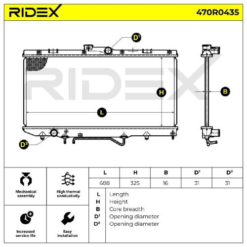RIDEX 470R0435 Motorkühler / Wasserkühler für TOYOTA CELICA Coupe (AT18, ST18) Bild RIDEX 470R0435 Motorkühler / Wasserkühler für TOYOTA CELICA Coupe (AT18, ST18)