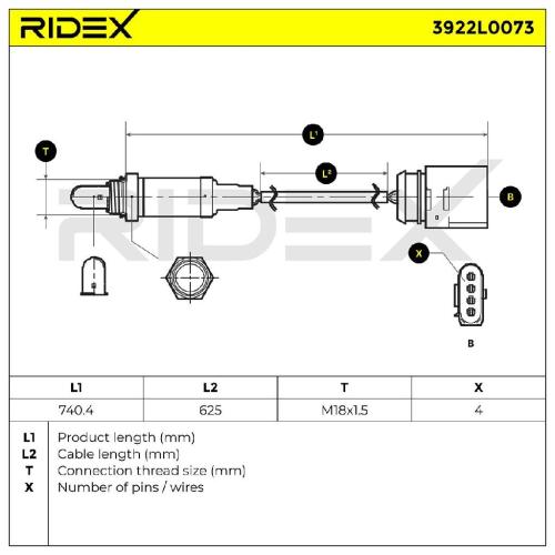 RIDEX 3922L0073 Lambdasonde Oxygen O2 Sensor Beheizt für VW Golf 1V Schrägheck Bild RIDEX 3922L0073 Lambdasonde Oxygen O2 Sensor Beheizt für VW Golf 1V Schrägheck