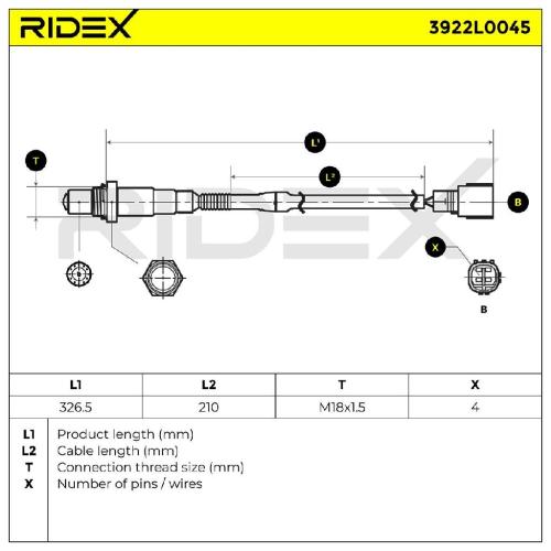 RIDEX 3922L0045 Lambdasonde Oxygen O2 Sensor Beheizt für TOYOTA Yaris Schrägheck Bild RIDEX 3922L0045 Lambdasonde Oxygen O2 Sensor Beheizt für TOYOTA Yaris Schrägheck