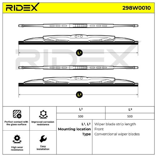 2x RIDEX Scheibenwischer Satz Wischerblätter Satz ohne Spoiler Vorne Länge 1: Bild 2x RIDEX Scheibenwischer Satz Wischerblätter Satz ohne Spoiler Vorne Länge 1:
