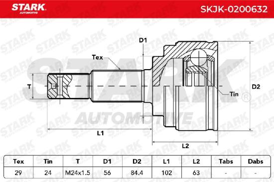 STARK SKJK-0200632 Gelenksatz Antriebswelle Achswelle radseitig Vorne für NISSAN Bild STARK SKJK-0200632 Gelenksatz Antriebswelle Achswelle radseitig Vorne für NISSAN