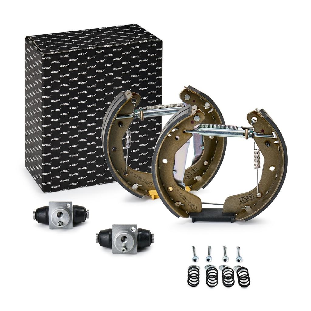 RIDEX Bremsenset Trommelbremse Bremsbacken Satz mit Radbremszylinder mit Hinten