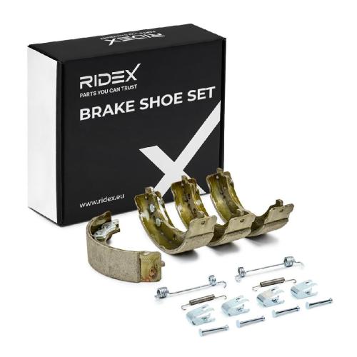 RIDEX Bremsbacken Satz für Trommelbremse Hinten mit Zubehör mit Anschlussteilen Bild RIDEX Bremsbacken Satz für Trommelbremse Hinten mit Zubehör mit Anschlussteilen