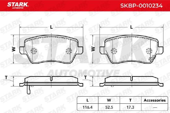 STARK Bremsbelagsatz Bremsbeläge Vorne für RENAULT Clio 1V Schrägheck (BH) Bild STARK Bremsbelagsatz Bremsbeläge Vorne für RENAULT Clio 1V Schrägheck (BH)