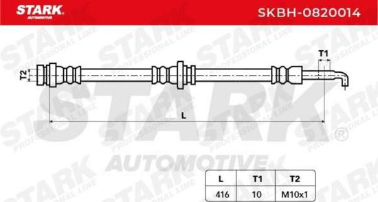 STARK Bremsschlauch SKBH-0820014 HINTEN beidseitig BREMSSCHLÄUCHE Länge: 416mm Bild STARK Bremsschlauch SKBH-0820014 HINTEN beidseitig BREMSSCHLÄUCHE Länge: 416mm