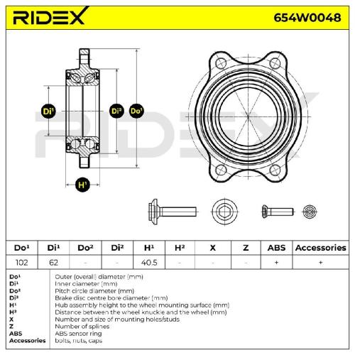 RIDEX 654W0048 Radlagersatz pro 1 Rad Vorne beidseitig Hinten für AUDI A4 Avant Bild RIDEX 654W0048 Radlagersatz pro 1 Rad Vorne beidseitig Hinten für AUDI A4 Avant