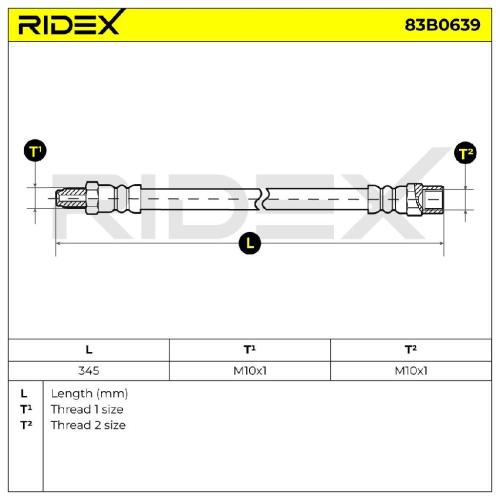 RIDEX Bremsschlauch 83B0639 VORNE HINTEN links BREMSSCHLÄUCHE Länge: 320mm Bild RIDEX Bremsschlauch 83B0639 VORNE HINTEN links BREMSSCHLÄUCHE Länge: 320mm