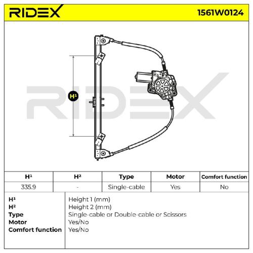 RIDEX 1561W0124 Fensterheber Vorne Elektrisch mit Elektromotor für FIAT PANDA Bild RIDEX 1561W0124 Fensterheber Vorne Elektrisch mit Elektromotor für FIAT PANDA