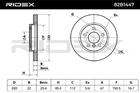 RIDEX 82B1447 2x Bremsscheiben Vorne Ø280mm Belüftet für BMW 34116799347 Bild RIDEX 82B1447 2x Bremsscheiben Vorne Ø280mm Belüftet für BMW 34116799347