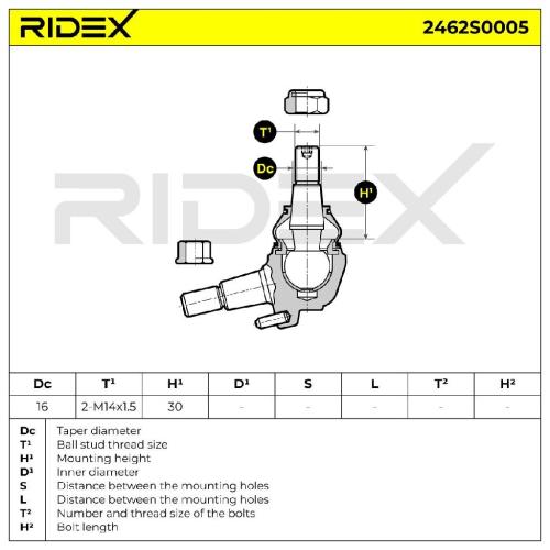 RIDEX 2462S0005 Traggelenk Führungsgelenk Vorne passend für MERCEDES-BENZ SLK Bild RIDEX 2462S0005 Traggelenk Führungsgelenk Vorne passend für MERCEDES-BENZ SLK