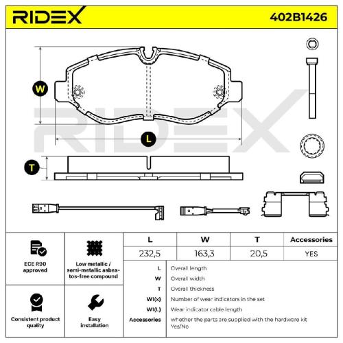 RIDEX Bremsbelagsatz Bremsbeläge Vorne passend für MERCEDES-BENZ VITO Bus Bild RIDEX Bremsbelagsatz Bremsbeläge Vorne passend für MERCEDES-BENZ VITO Bus