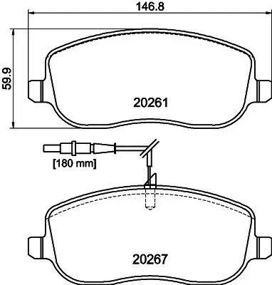 Bremsbelagsatz, Scheibenbremse HELLA 8DB 355 010-501 Bild Bremsbelagsatz, Scheibenbremse HELLA 8DB 355 010-501