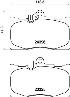 Bremsbelagsatz, Scheibenbremse HELLA 8DB 355 012-121 Bild Bremsbelagsatz, Scheibenbremse HELLA 8DB 355 012-121