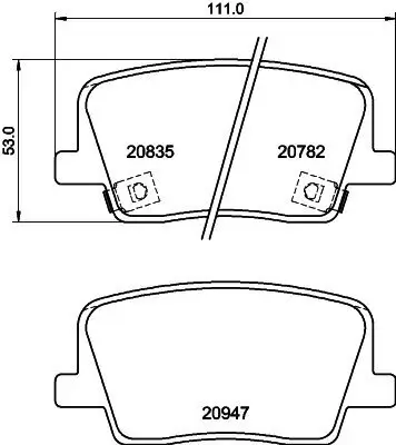 Bremsbelagsatz, Scheibenbremse HELLA 8DB 355 040-511 Bild Bremsbelagsatz, Scheibenbremse HELLA 8DB 355 040-511