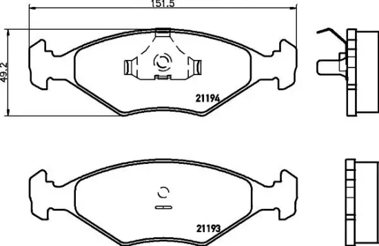 Bremsbelagsatz, Scheibenbremse HELLA 8DB 355 007-441 Bild Bremsbelagsatz, Scheibenbremse HELLA 8DB 355 007-441