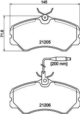 Bremsbelagsatz, Scheibenbremse HELLA 8DB 355 017-841 Bild Bremsbelagsatz, Scheibenbremse HELLA 8DB 355 017-841