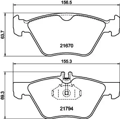 Bremsbelagsatz, Scheibenbremse Vorderachse HELLA 8DB 355 007-861 Bild Bremsbelagsatz, Scheibenbremse Vorderachse HELLA 8DB 355 007-861