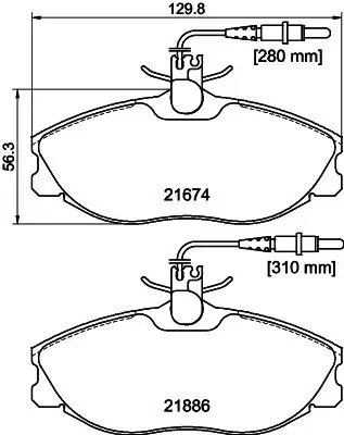 Bremsbelagsatz, Scheibenbremse Vorderachse HELLA 8DB 355 018-221 Bild Bremsbelagsatz, Scheibenbremse Vorderachse HELLA 8DB 355 018-221