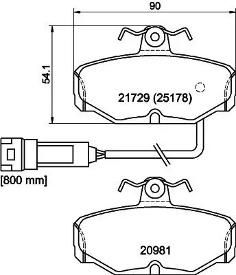 Bremsbelagsatz, Scheibenbremse HELLA 8DB 355 017-631 Bild Bremsbelagsatz, Scheibenbremse HELLA 8DB 355 017-631