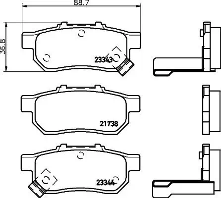 Bremsbelagsatz, Scheibenbremse HELLA 8DB 355 017-151 Bild Bremsbelagsatz, Scheibenbremse HELLA 8DB 355 017-151