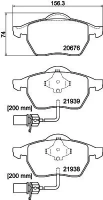 Bremsbelagsatz, Scheibenbremse HELLA 8DB 355 008-411