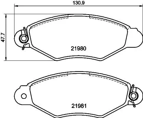 Bremsbelagsatz, Scheibenbremse HELLA 8DB 355 019-301 Bild Bremsbelagsatz, Scheibenbremse HELLA 8DB 355 019-301